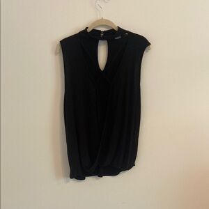 VENUS Black Cut Out Mandarin Collar Blouse